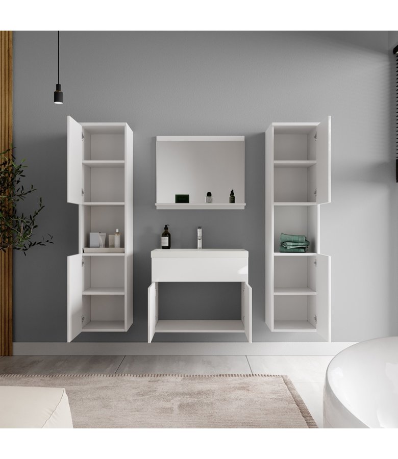 Badkamermeubel Montreal XL 60cm complete set - hoogglans wit