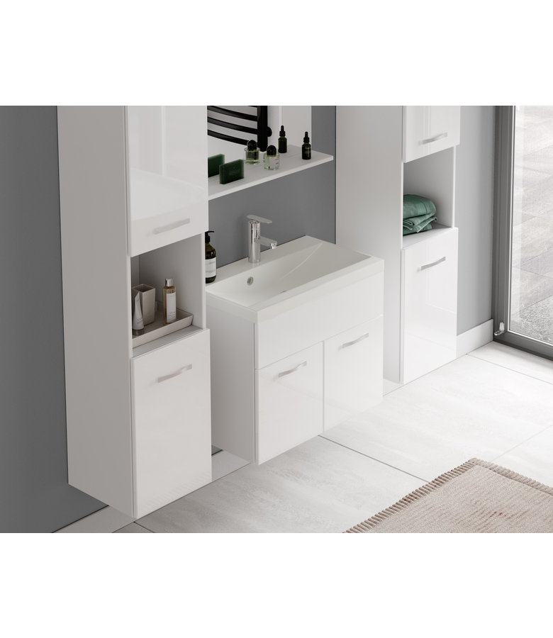Badkamermeubel Montreal XL 60cm complete set - hoogglans wit
