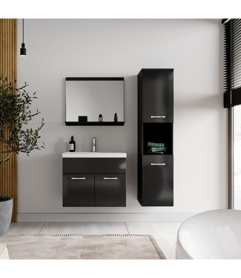 Badkamermeubel Montreal 60cm complete set - hoogglans zwart