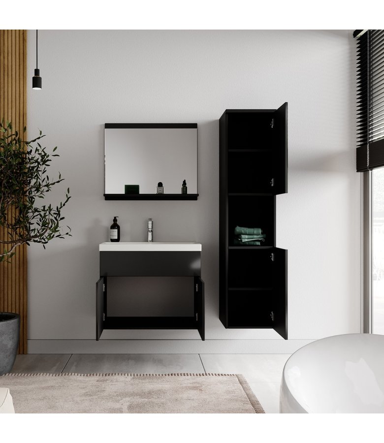 Badkamermeubel Montreal 60cm complete set - hoogglans zwart