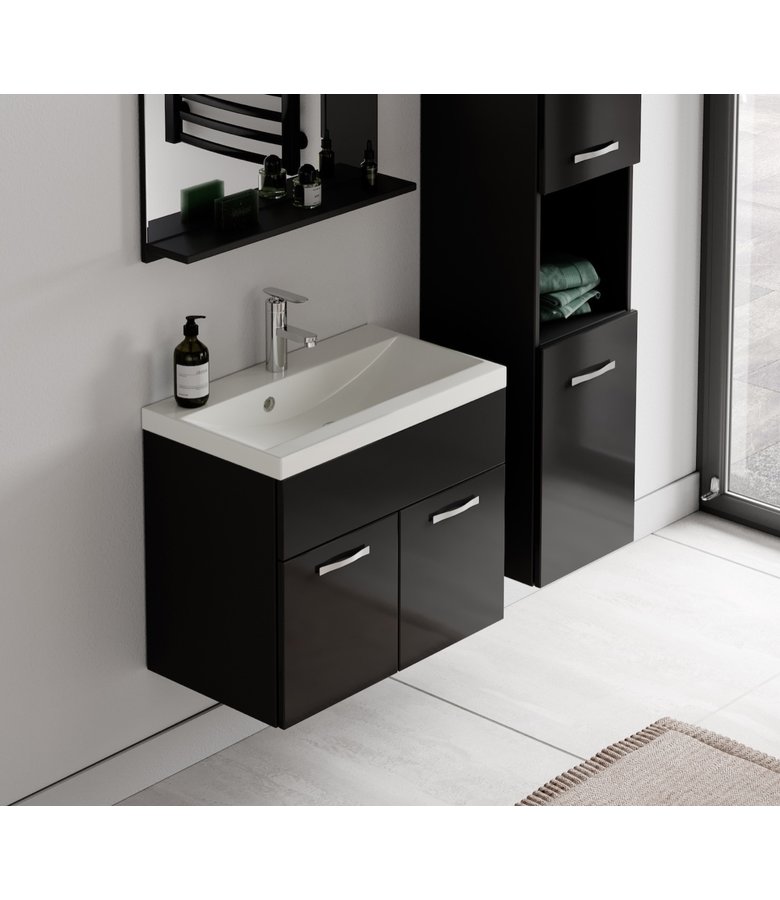 Badkamermeubel Montreal 60cm complete set - hoogglans zwart