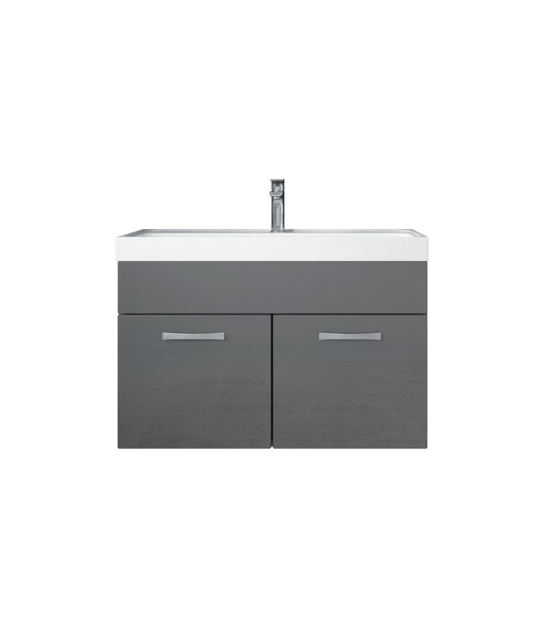 Badkamermeubel Paso 01 80cm - wit met hoogglans grijs