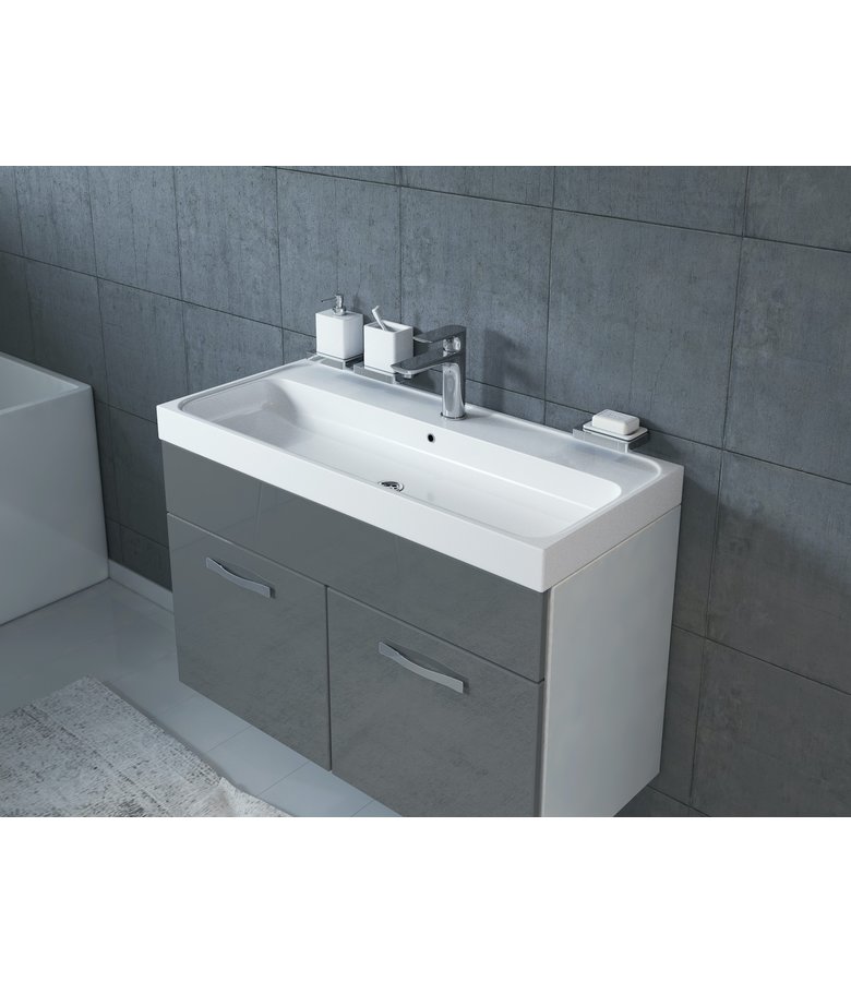 Badkamermeubel Paso 01 80cm - wit met hoogglans grijs