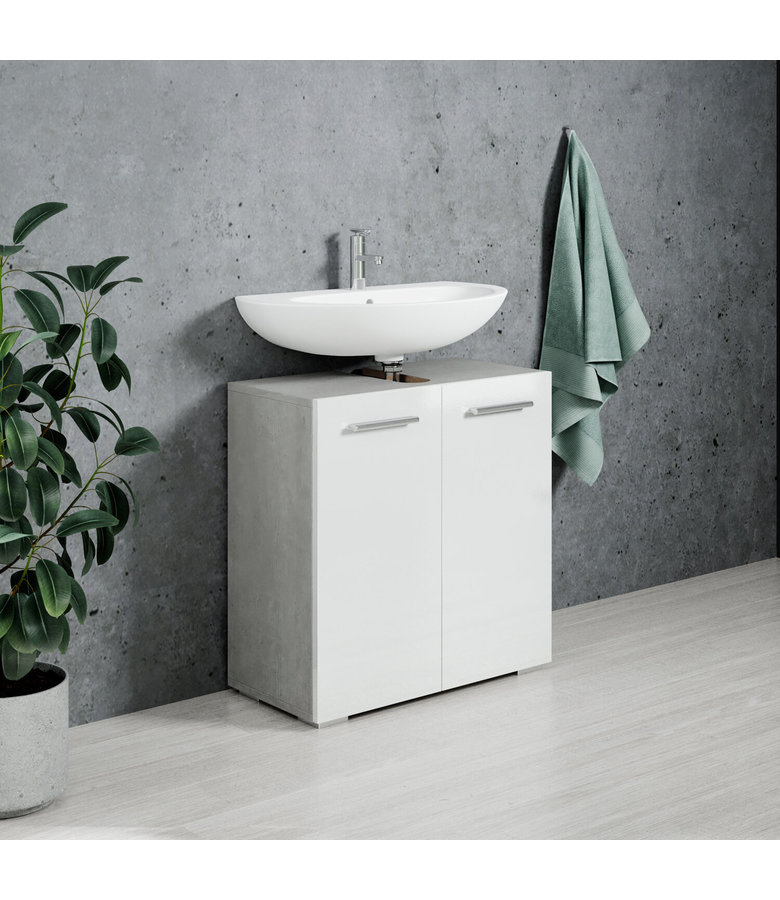 Wastafelkast Jupiter 60 x 30 x 60 cm - beton grijs met wit