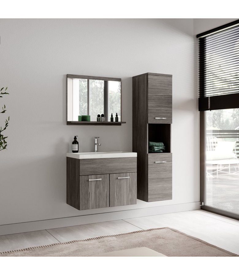 Badkamerkast Montreal 30 x 30 x 131 cm - grijs eiken