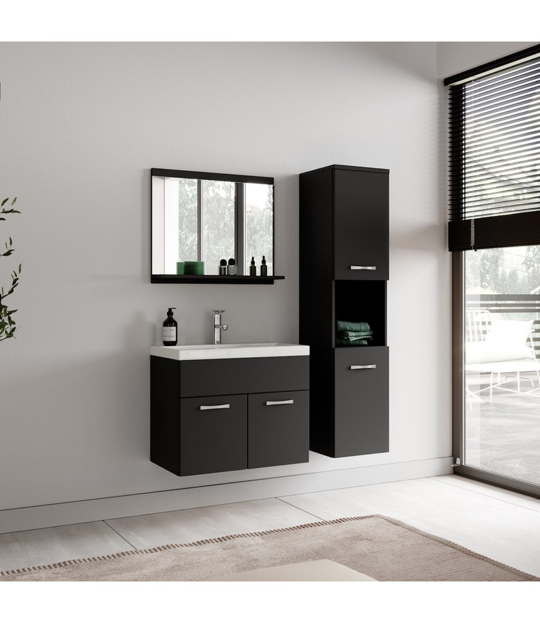 Badkamerkast Montreal 30 x 30 x 131 cm - mat zwart
