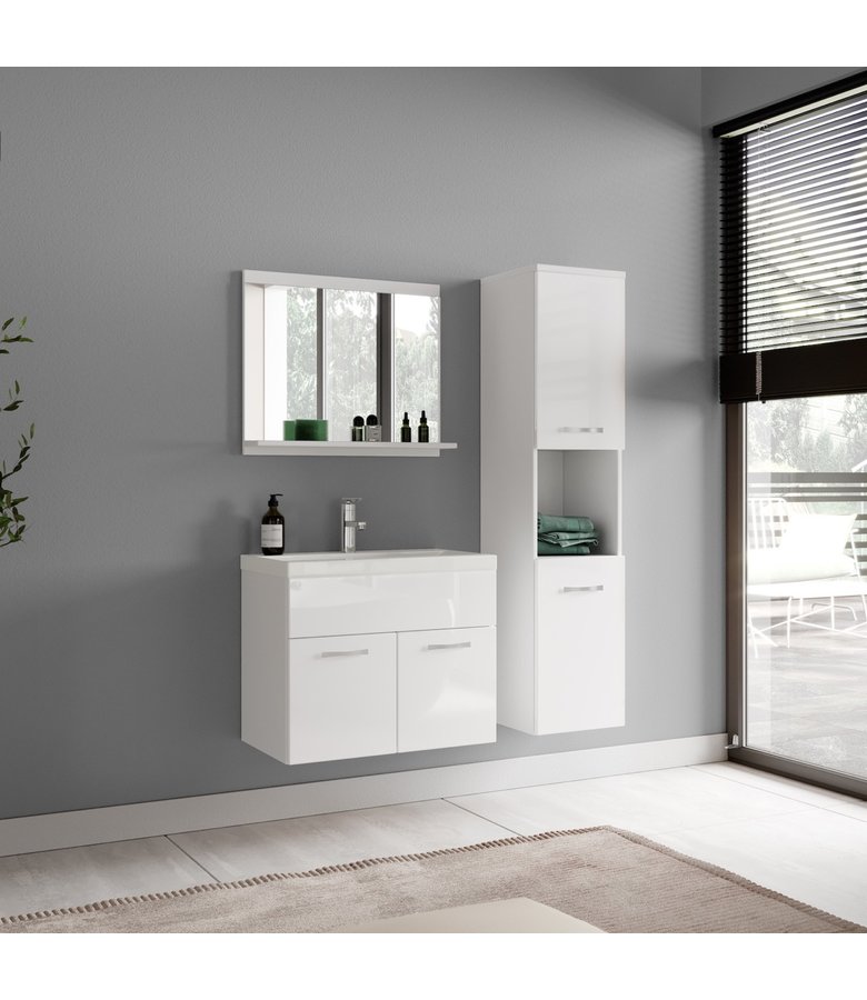 Badkamerkast Montreal 30 x 30 x 131 cm - hoogglans wit