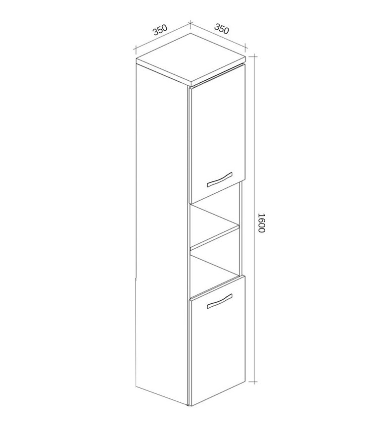 Badkamerkast Paso 35 x 35 x 160 cm - hoogglans zwart