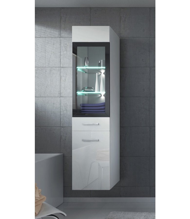 Badkamerkast Rio 30 x 30 x 131 cm - hoogglans wit