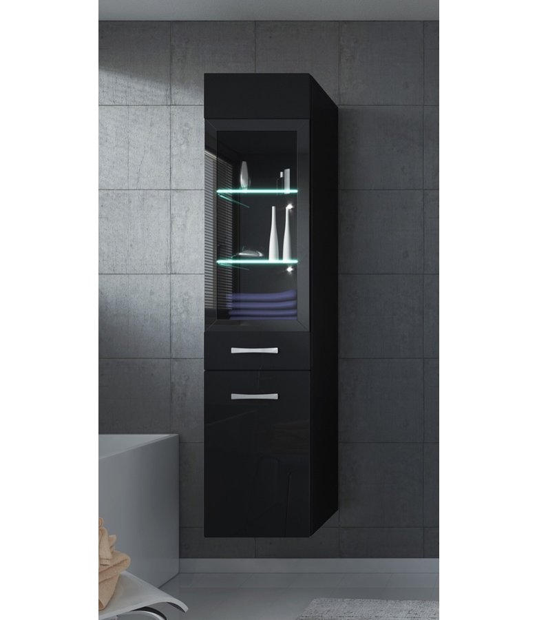 Badkamerkast Rio 30 x 30 x 131 cm - hoogglans zwart