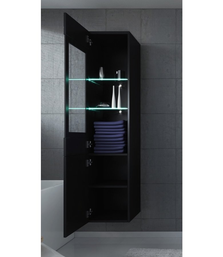 Badkamerkast Rio 30 x 30 x 131 cm - hoogglans zwart