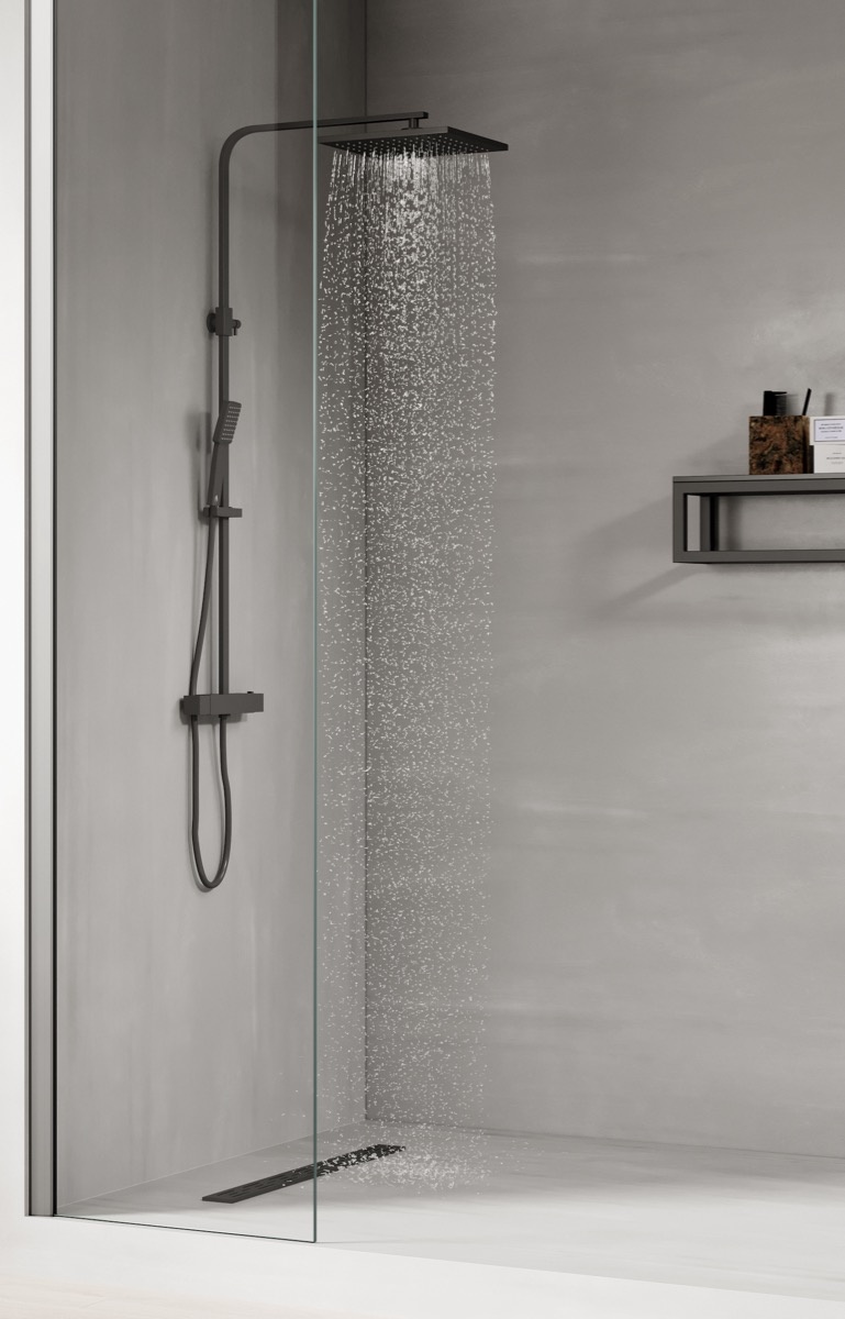 Design Sanitair Winkel | Zwart Luxe Thermostaat Waterval Regendouche Met uitloop en Handdouche stang 4 weg - - Design Sanitair Winkel