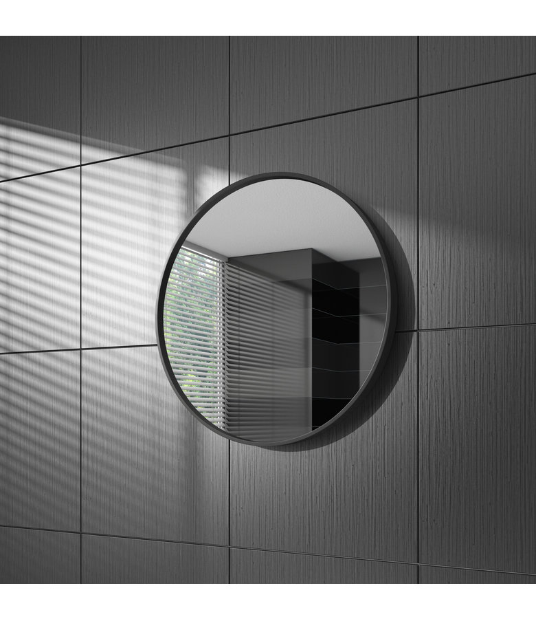 Spiegel Concave 60 x 60 cm - zwart - rond