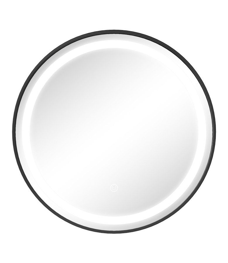 Spiegel Concave LED 70 x 70 cm - zwart - rond