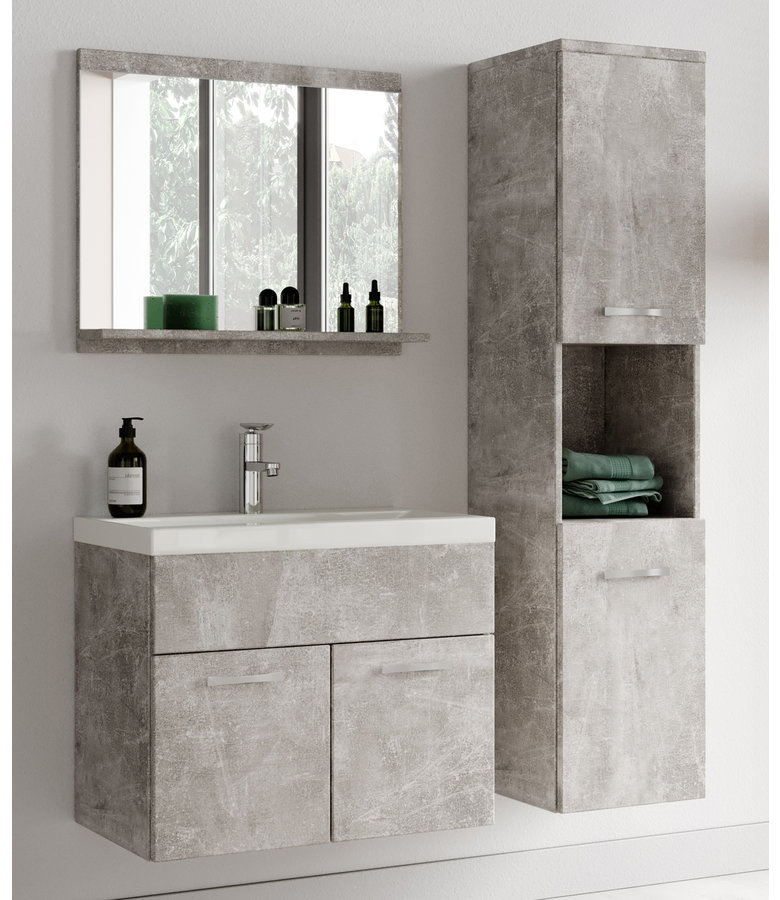 Badkamermeubel Montreal 02 60cm met spiegel - beton grijs