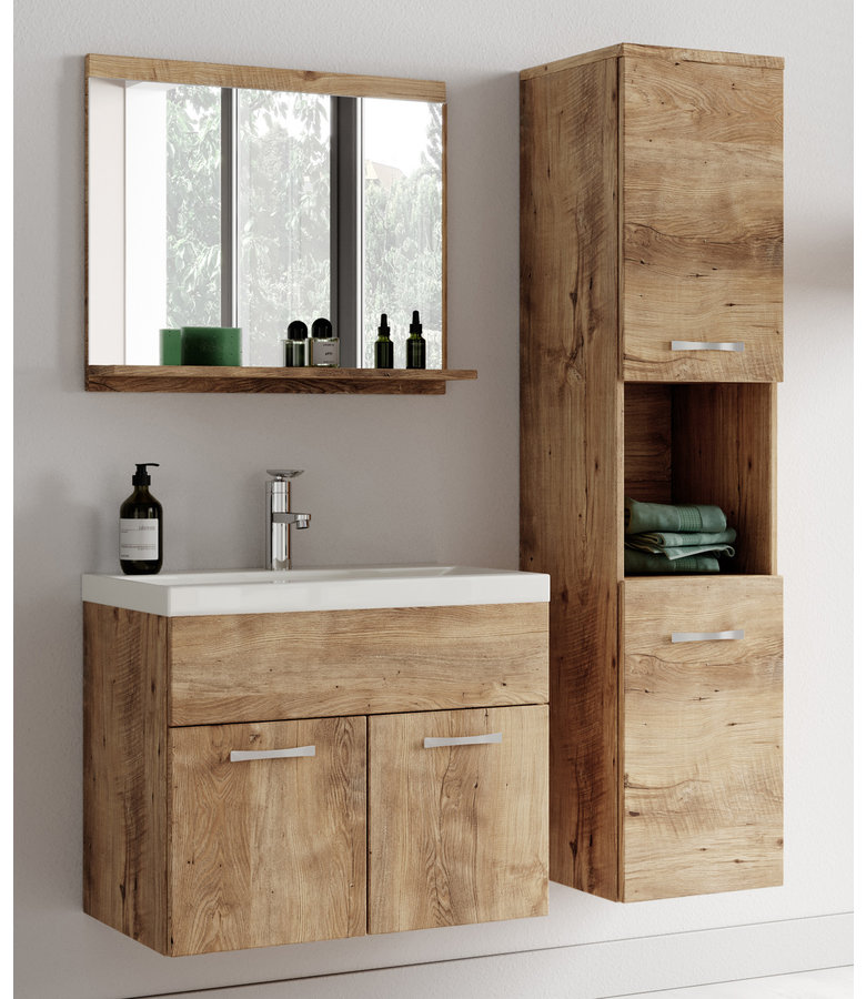 Badkamermeubel Montreal 60cm complete set - kastanje eiken