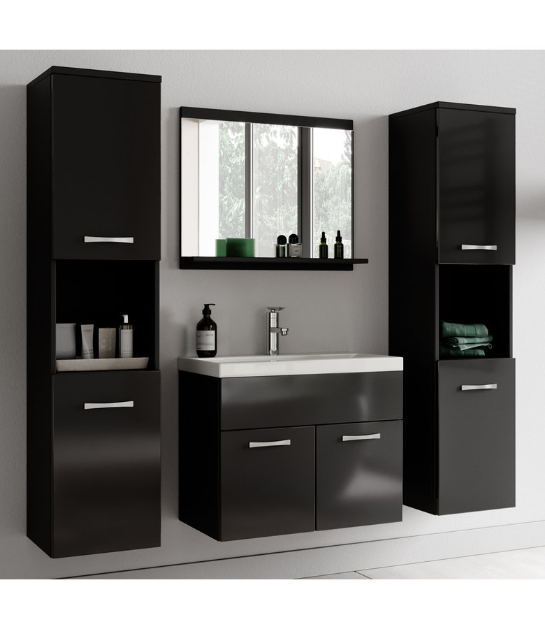 Badkamermeubel Montreal XL 60cm complete set - hoogglans zwart