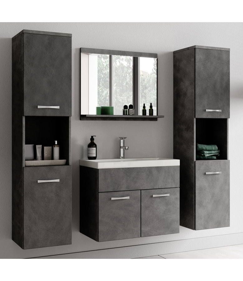 Badkamermeubel Montreal XL 60cm complete set - donker grijs