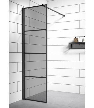 Douchewand Essos 70 x 200 cm - zwart - rookglas met  nano coating