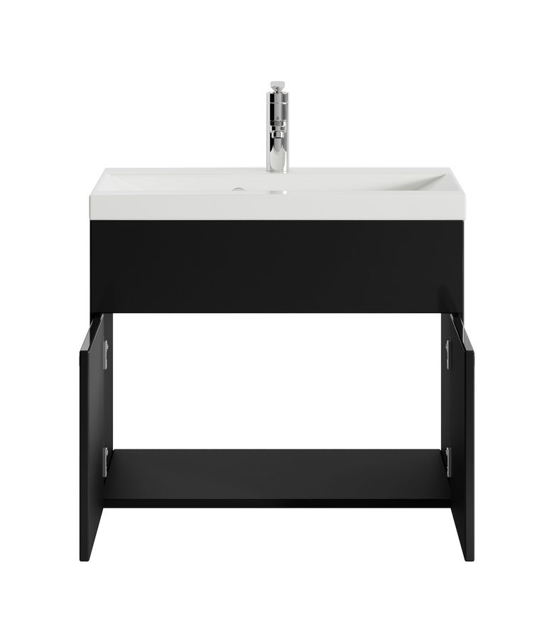 Badkamermeubel Montreal 01 60cm met wastafel - mat zwart