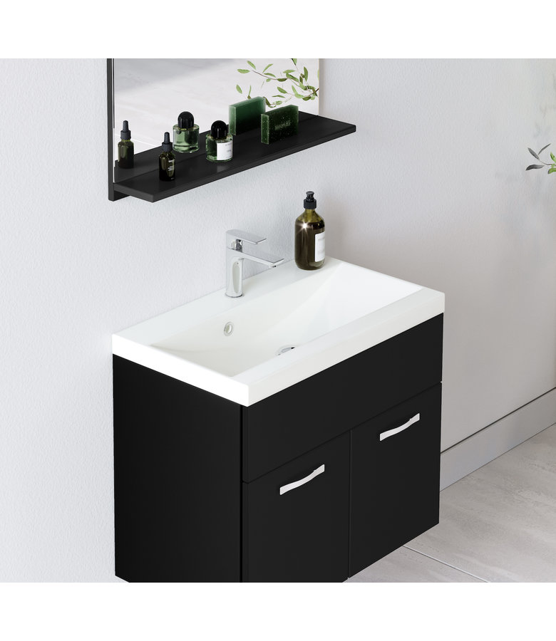 Badkamermeubel Montreal 01 60cm met wastafel - mat zwart