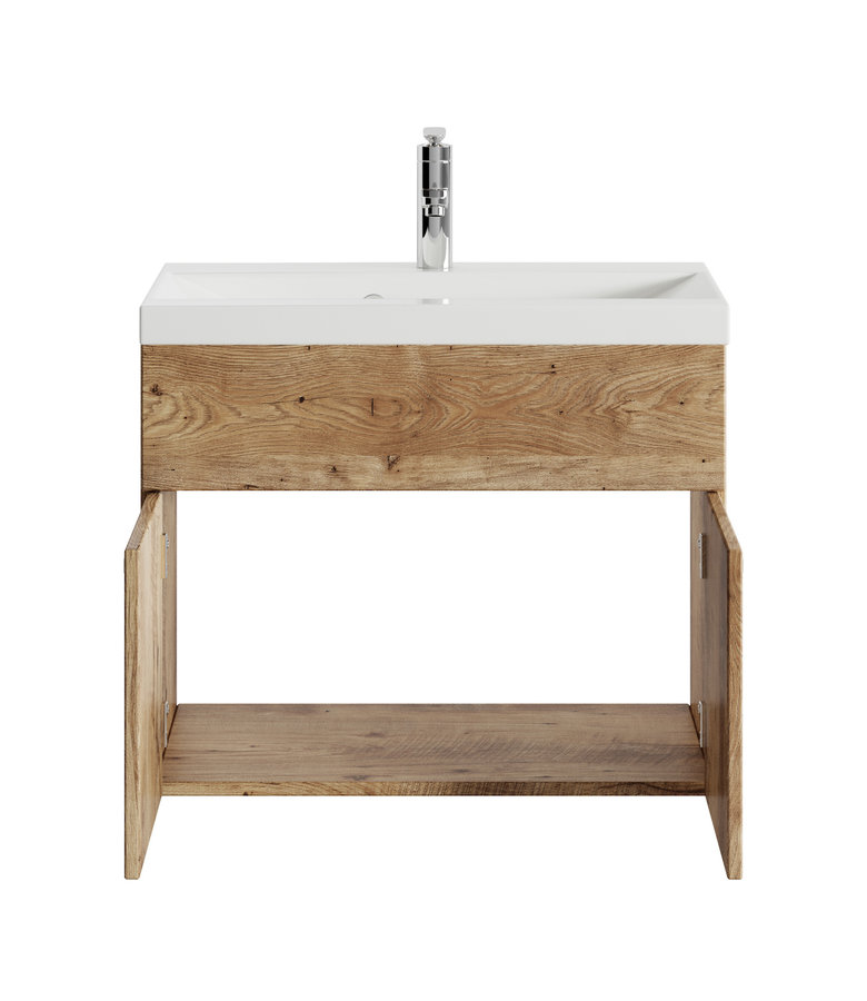 Badkamermeubel Montreal 01 60cm met wastafel - kastanje eiken