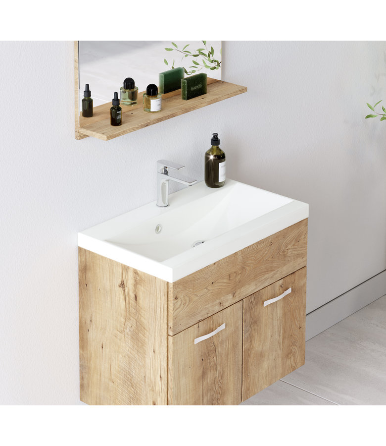 Badkamermeubel Montreal 01 60cm met wastafel - kastanje eiken