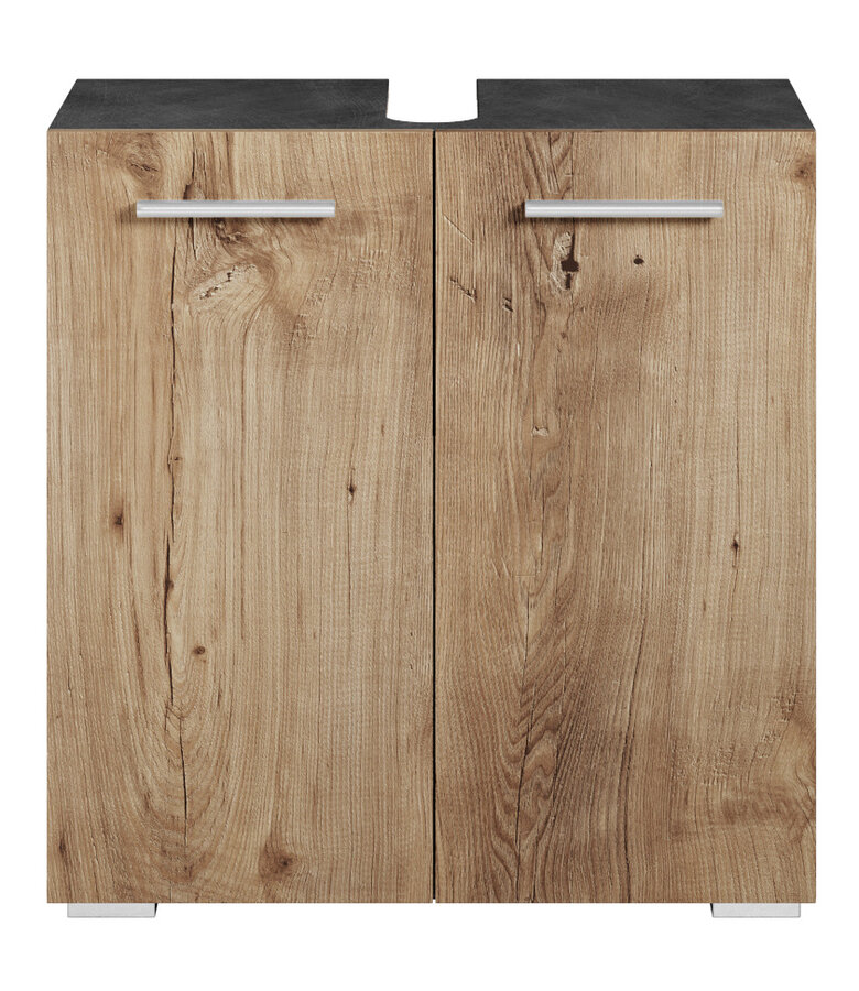 Wastafelkast Jupiter 60 x 30 x 60 cm - donker grijs met kastanje eiken