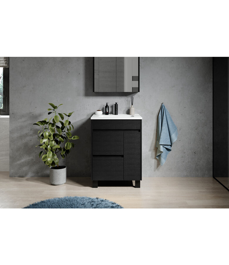 Badkamermeubel Salzburg 60cm - zwart houtnerf