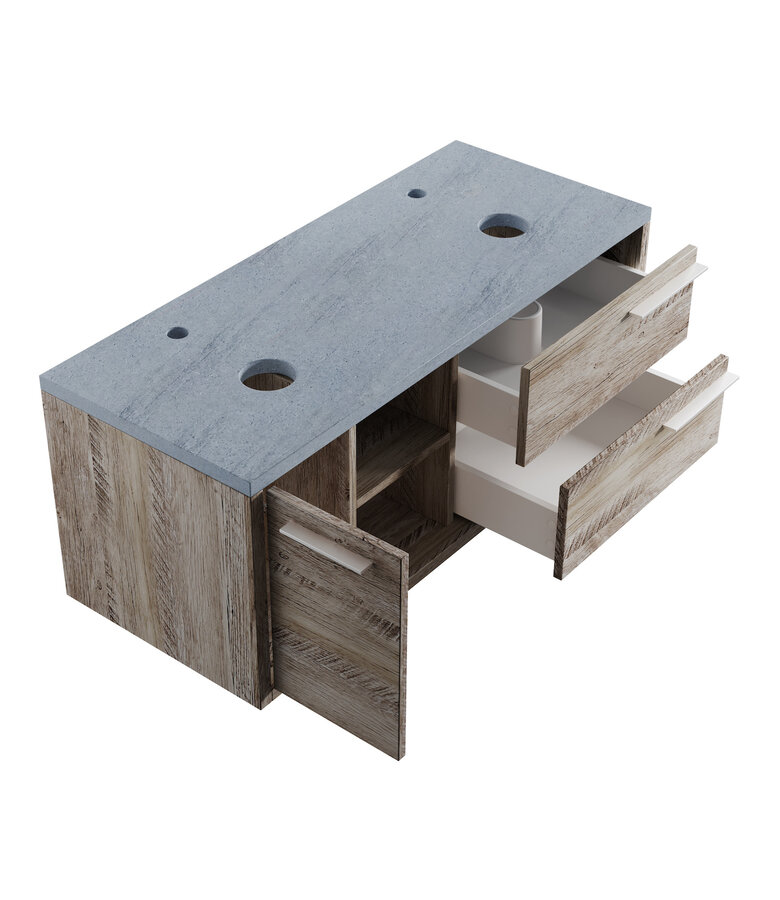 Wastafelkast Vermont 120 x 50 x 50 cm - hout look met grijs