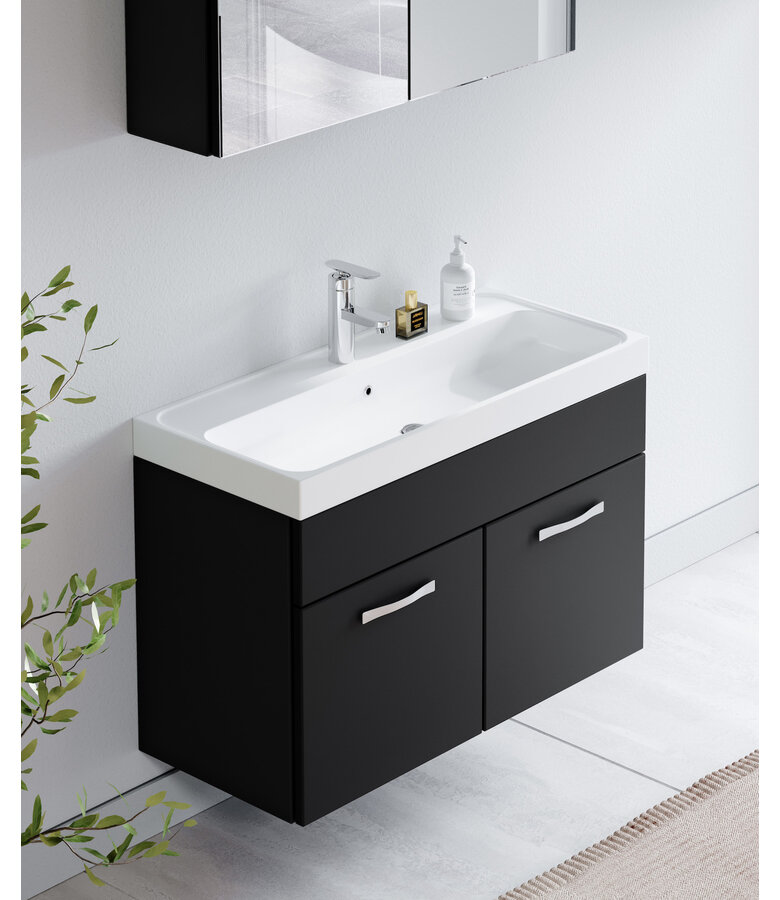 Badkamermeubel Paso 02 80cm met spiegelkast - mat zwart