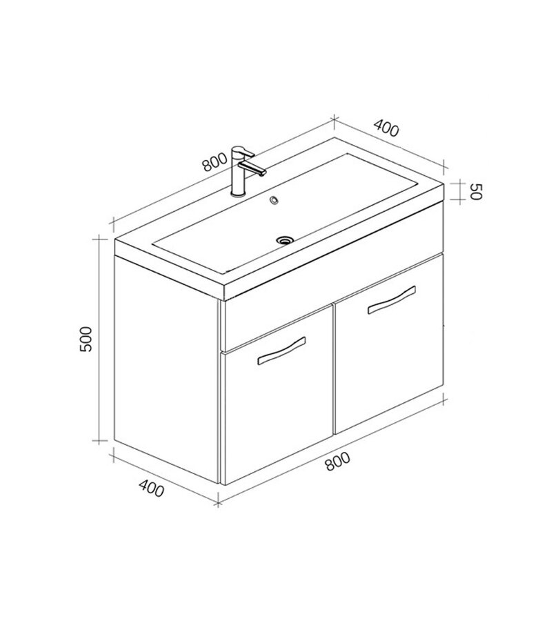Badkamermeubel Paso 01 80cm - kastanje eiken