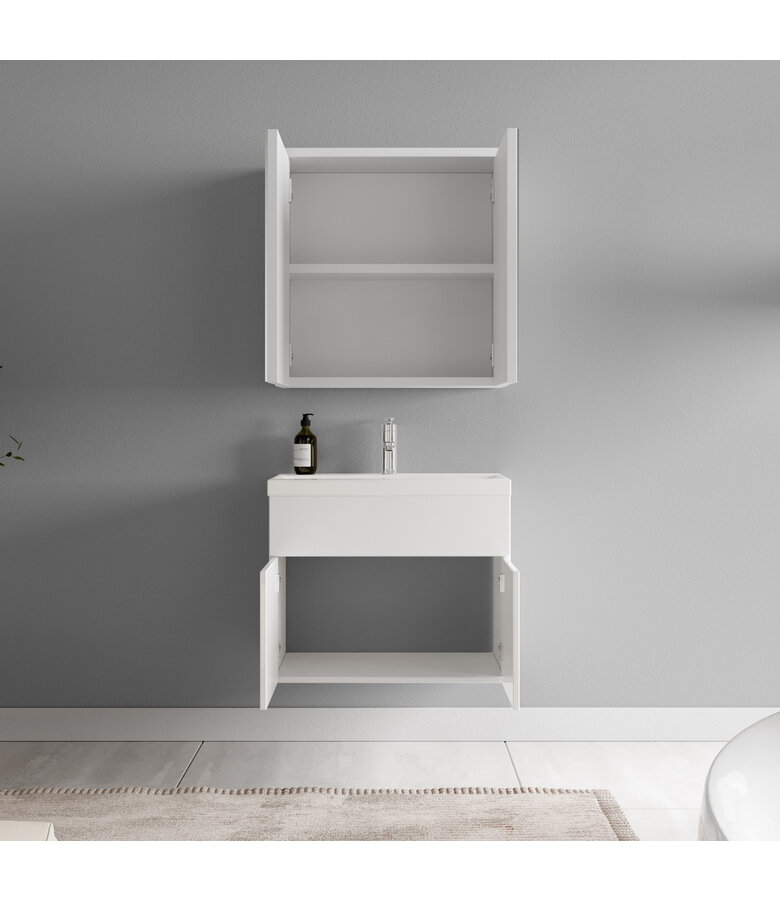 Badkamermeubel Montreal 60cm met spiegelkast - hoogglans wit