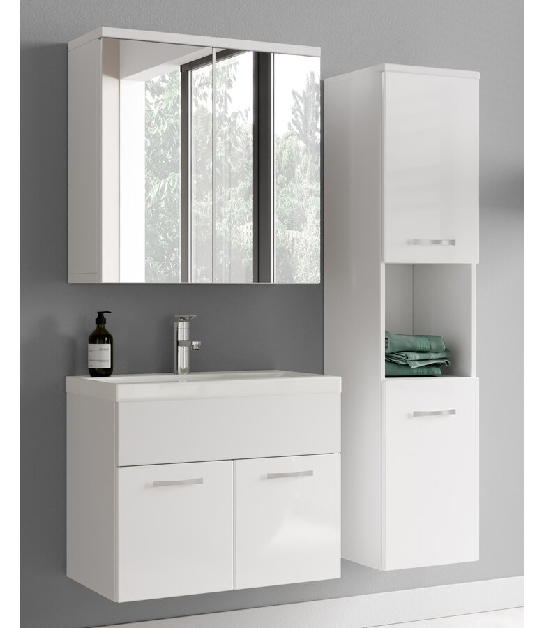 Badkamermeubel Montreal 60cm met spiegelkast - hoogglans wit