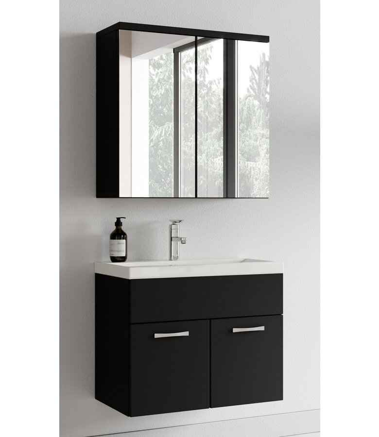 Badkamermeubel Montreal 60cm met spiegelkast - mat zwart