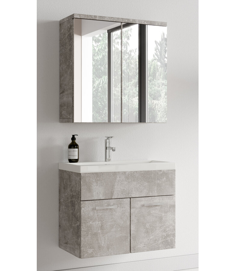 Badkamermeubel Montreal 60cm met spiegelkast - beton grijs