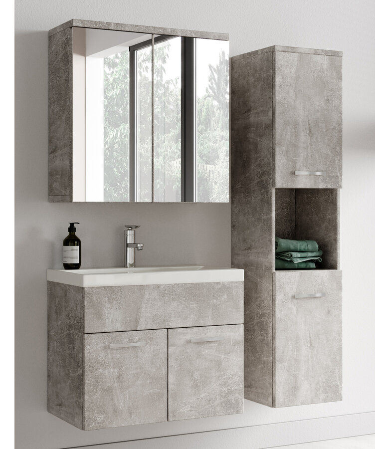 Badkamermeubel Montreal 60cm met spiegelkast - beton grijs
