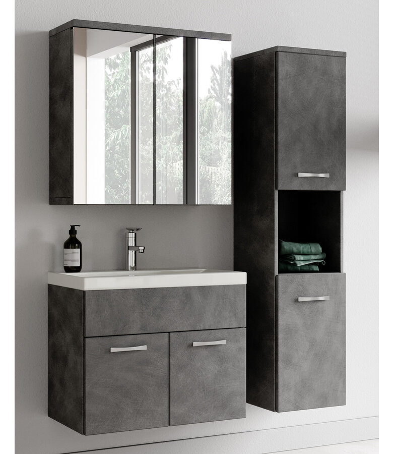 Badkamermeubel Montreal 60cm complete set met spiegelkast - donker grijs