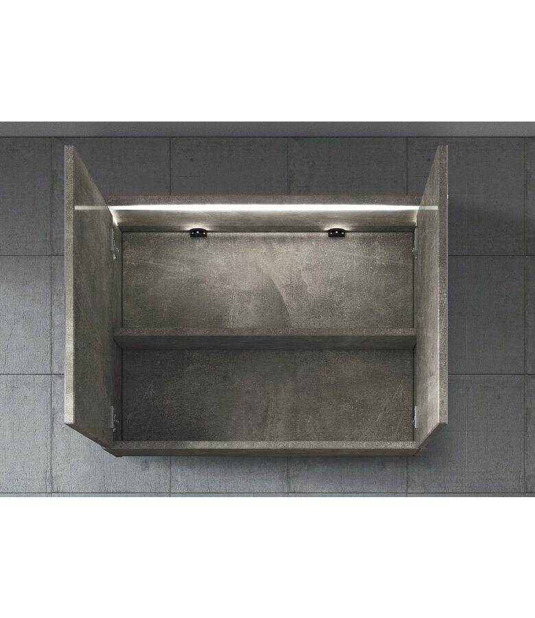 Spiegelkast Paso LED 80 x 20 x 60 cm - beton grijs