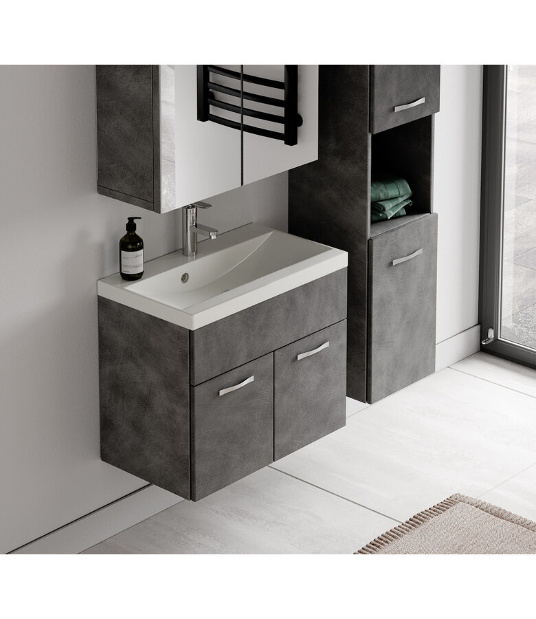 Badkamermeubel Montreal 60cm met spiegelkast - donker grijs