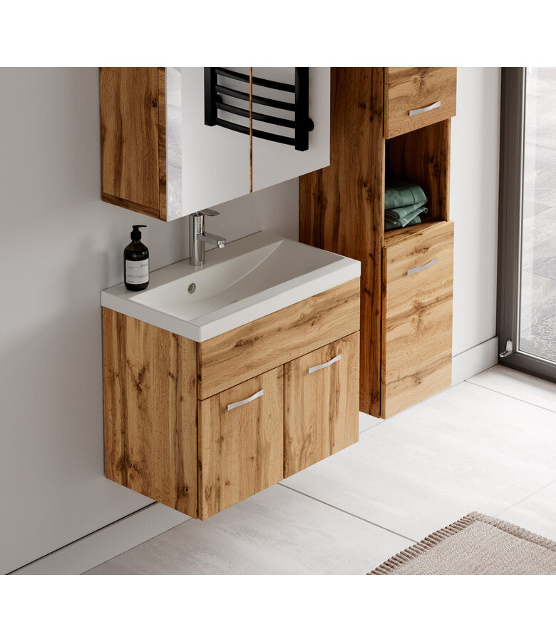 Badkamermeubel Montreal 60cm complete set met spiegelkast - eiken