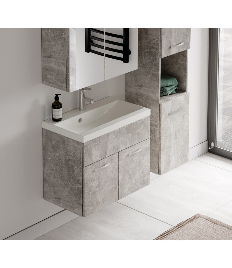 Badkamermeubel Montreal 60cm complete set met spiegelkast - beton grijs
