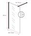 Douchewand Florida 50 x 200 cm - zwart - melkglas - inloopdouche 8mm