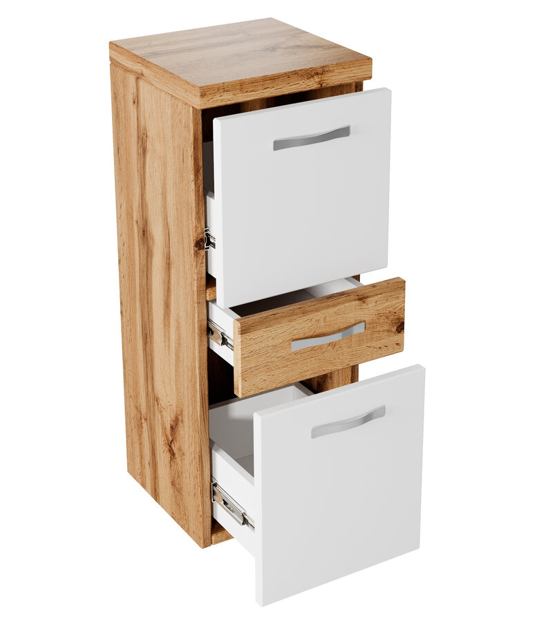 Badkamerkast Alba 30 x 30 x 83 cm - eiken met wit