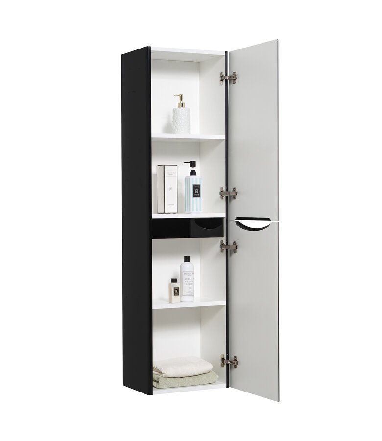 Badkamerkast Vienna 40 x 30 x 150 cm - hoogglans zwart