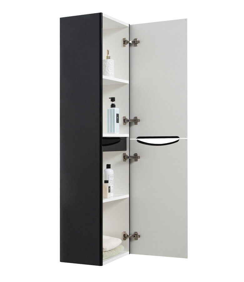 Badkamerkast Vienna 40 x 30 x 150 cm - hoogglans zwart