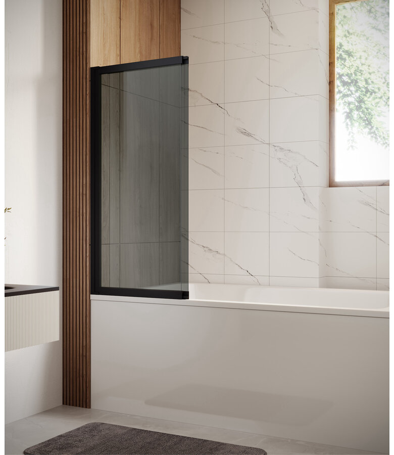 Badwand Moka 130 x 140 cm - rookglas - zwart - nano coating