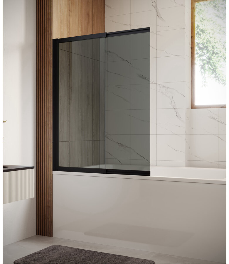 Badwand Moka 130 x 140 cm - rookglas - zwart - nano coating