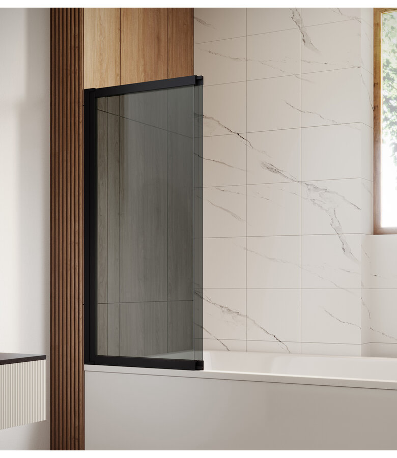 Badwand Moka 130 x 140 cm - rookglas - zwart - nano coating