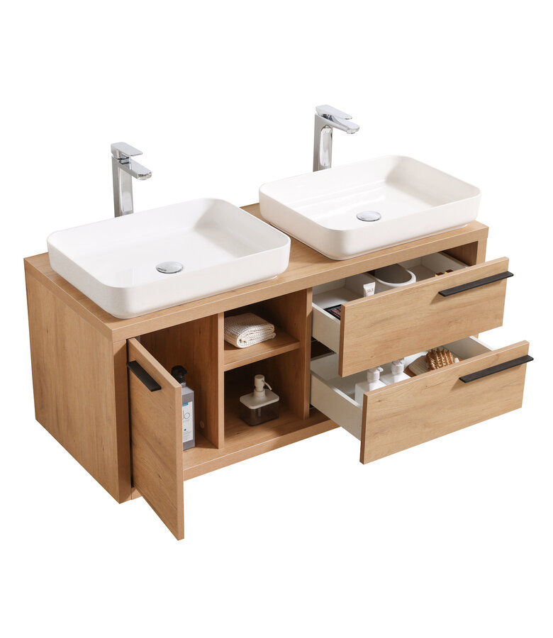 Badkamermeubel Vermont 120cm met spiegel - eiken - zonder wastafel